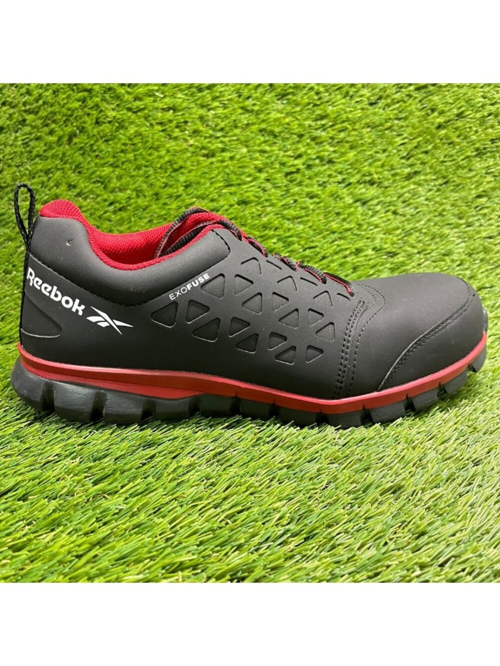Reebok Sublite Cushion Mens Size 8.5 Black Red Composite Toe Safety Work Shoes